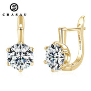 Fine Jewelry Stud Earrings 8mm 2.0ct Moissanite 925 Sterling Silver Six Claw Solitaire U Huggies VVS1 Moissanite Hoop Earrings