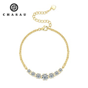 925 Sterling Silver Charm Six Claw 7-Stone Bracelet 6.5mm&5mm&4mm&3.5mm All D Moissanite Diamond Chain Bracelet for Women