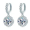 GRA Certification Pass Diamond test 8mm 2CT Moissanite 925 Sterling Silver halo Women's Classic Hoop Earrings