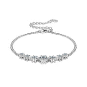 925 Sterling Silver Charm Six Claw 7-Stone Bracelet 6.5mm&5mm&4mm&3.5mm All D Moissanite Diamond Chain Bracelet for Women