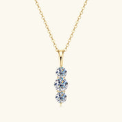 Light Luxury Fashion 925 Silver 5mm&4mm Round D Color VVS1 Moissanite Three-Stone Vertical Pendant Necklace for Women