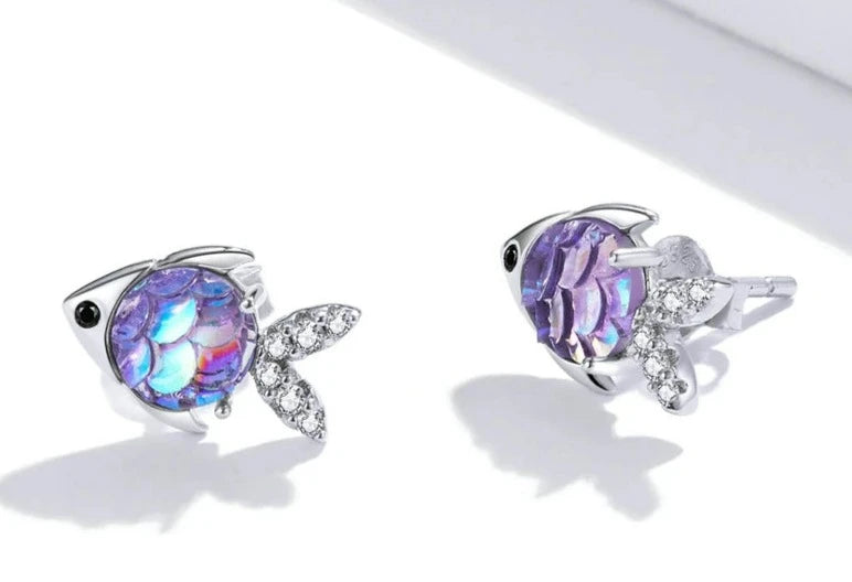 925 Sterling Silver Fish Earring