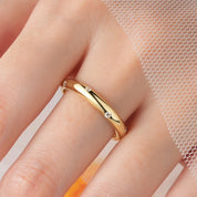 Delicate Daily Jewelry 14K Gold Plated 925 Sterling Silver All Moissanite Dome Burnish Setting Wedding Band Ring for Lovers