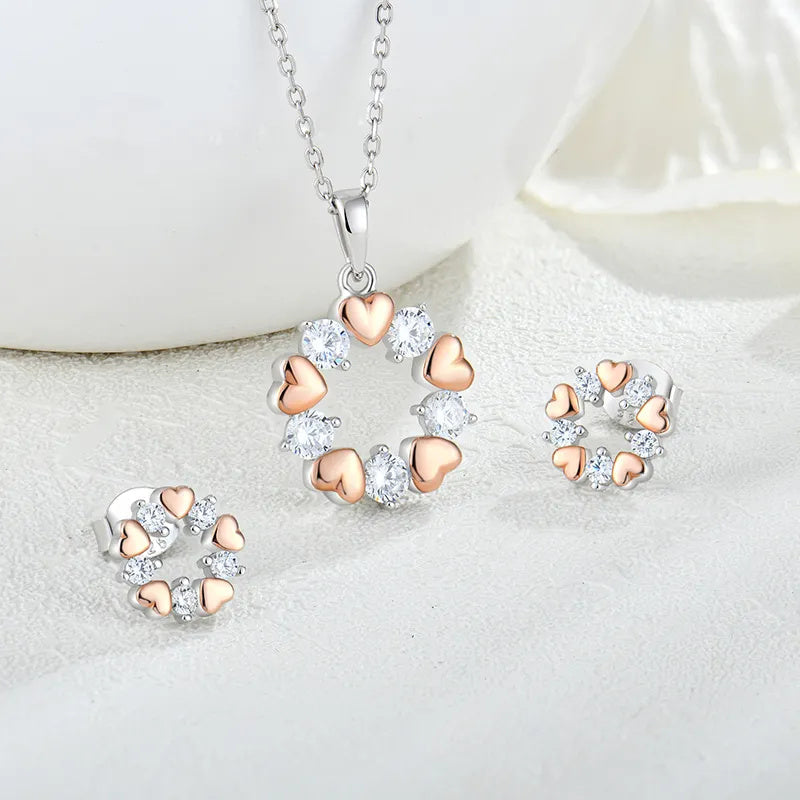 925 Sterling Silver Hearts Jewelry Set
