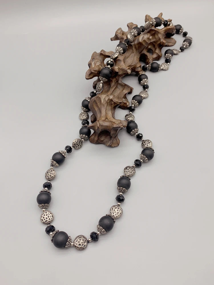 Matte Black Onyx Long Necklace