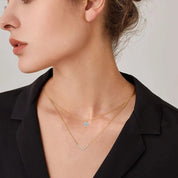 Elegant 925 Silver 5mm & 1.1mm Moissanite V Necklace for Women Double Layers Daily Wear Fashion Ladies Necklace