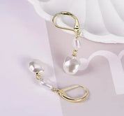 925 Sterling Silver Natural Round Pearl Drop Earrings