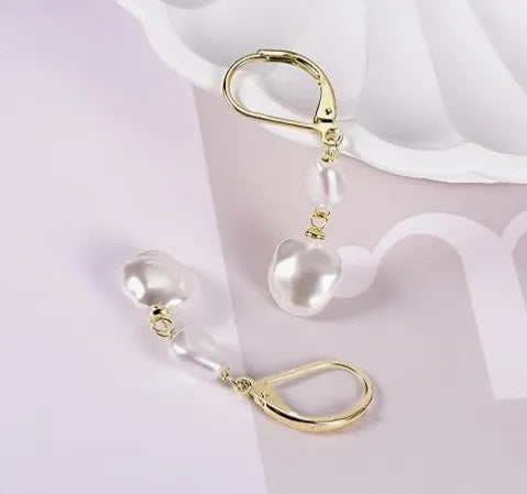 925 Sterling Silver Natural Round Pearl Drop Earrings