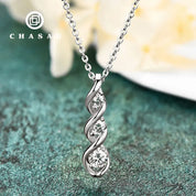 Daily Jewelry Gift 925 Silver 4.5mm&3.5mm&3mm D Color Moissanite 3 Stone Infinity Pendant Necklace for Women
