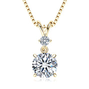 Fashion Round Cut 6.5mm 1.0ct Moissanite S925 Sterling Silver Heart Shape Four Claw Two-stone Pendant Necklace Women's Jewelry