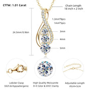 Fashion Sterling Silver Round 5mm&4mm&3mm S925 1ct VVS Full Moissanite Infinity Classic Engagement Pendant Necklace for Women