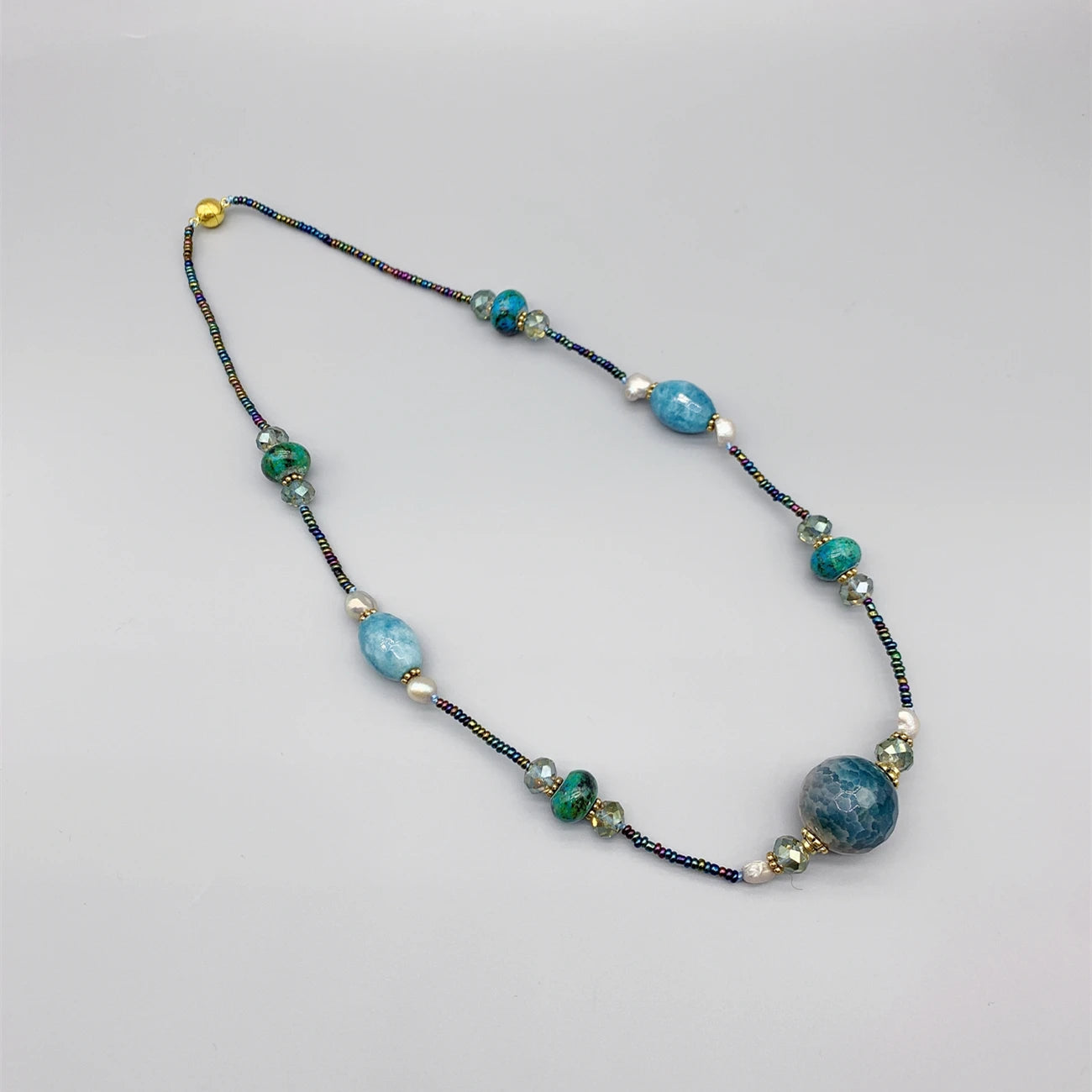 Blue Aquamarine & Azurite Necklace
