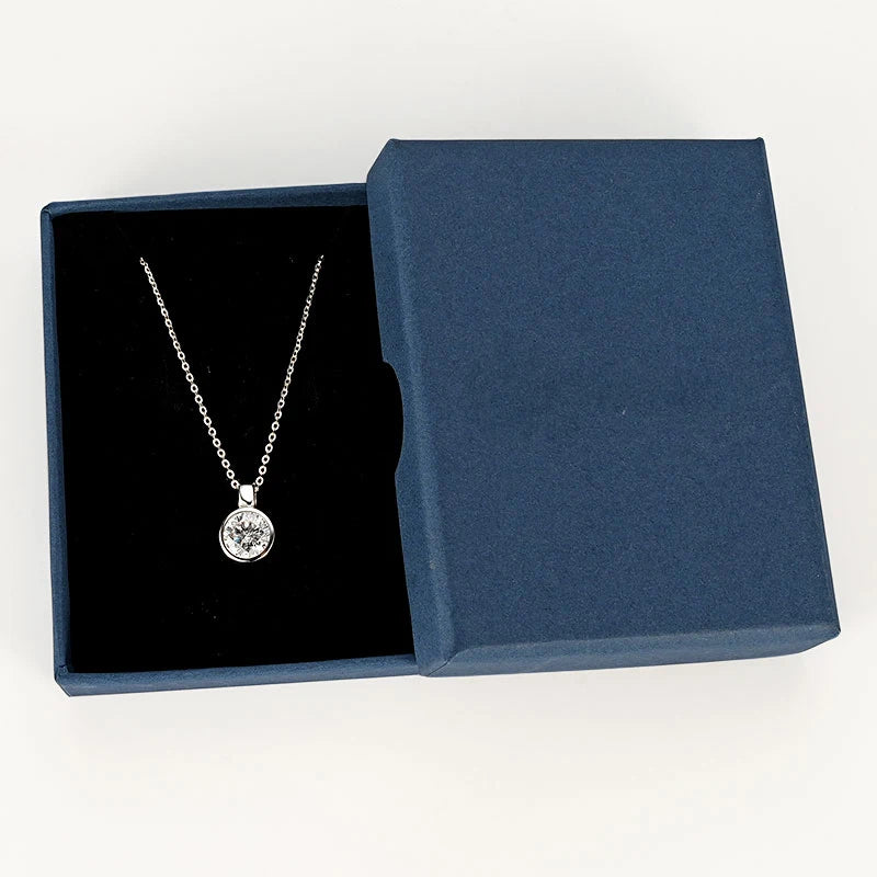 High Quality Jewelry 925 Silver 8mm 2.0ct Round Moissanite Solitaire Bubble Pendant Necklace for Women
