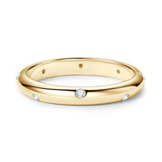 Delicate Daily Jewelry 14K Gold Plated 925 Sterling Silver All Moissanite Dome Burnish Setting Wedding Band Ring for Lovers