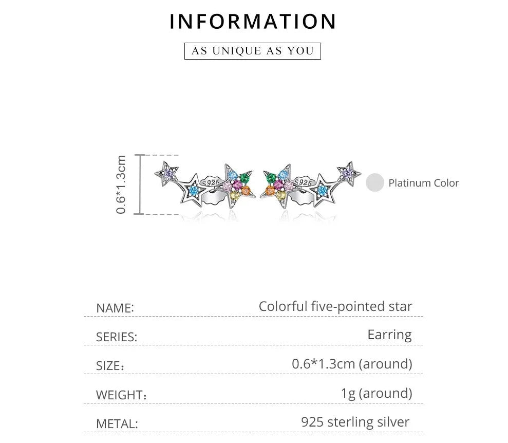 925 Sterling Silver Star Earring