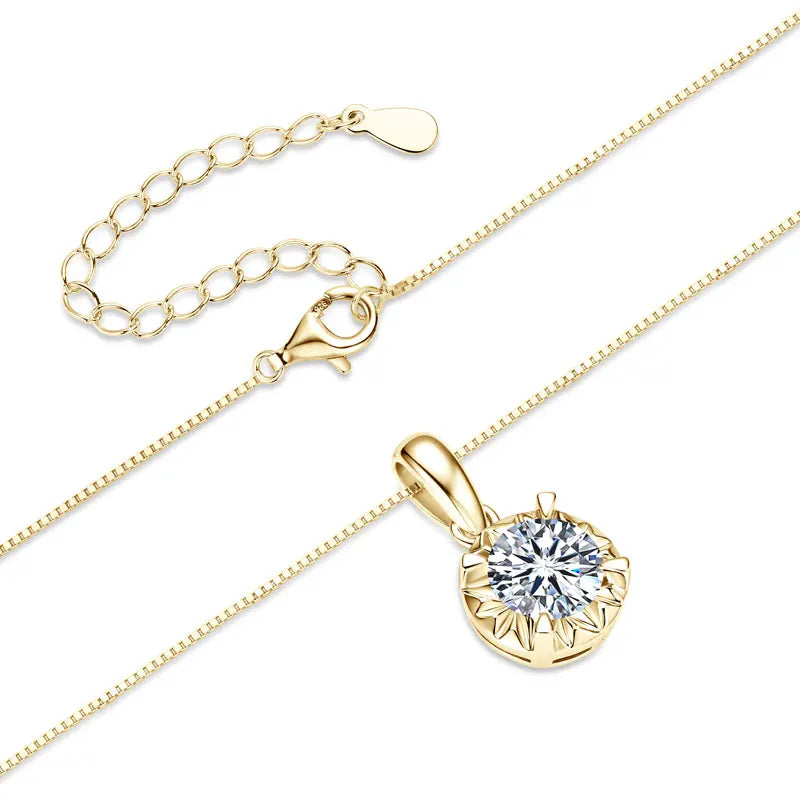 Manufacturer Delicate Necklace 925 Silver 6.5mm 8mm 9mm Round White D Color VVS1 Moissanite Solitaire Pendant Necklace