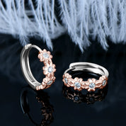 New Design 14K Yellow Gold Plated 925 Sterling Silver Circle Earrings Round Cut 2.2mm Moissanite Flower Hoop Earring