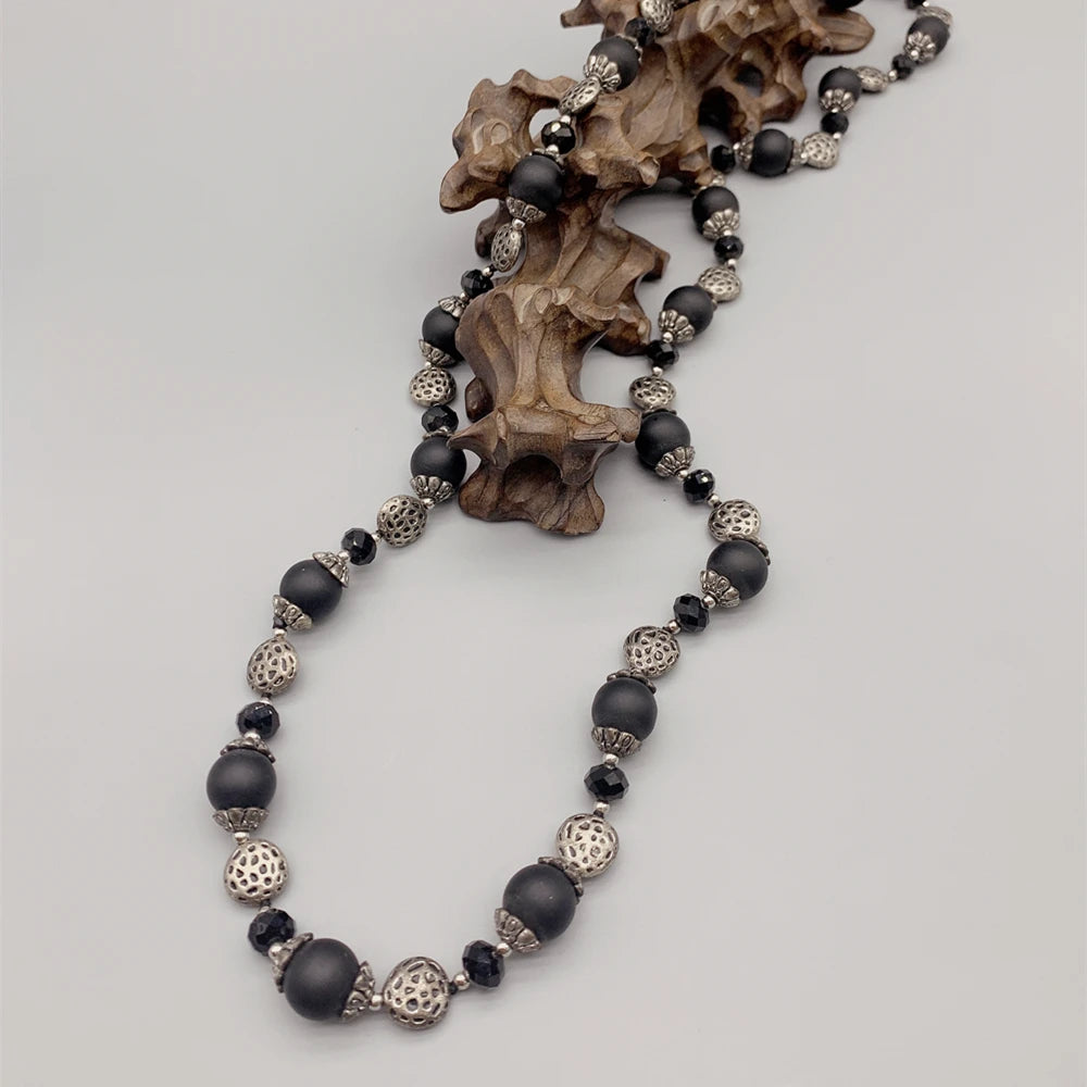 Matte Black Onyx Long Necklace
