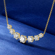 Women Smile Necklace 925 Silver 7.5mm&6.5mm&5mm&4mm Lab Created Diamond Moissanite 7-Stone Smiley Chain Pendant Necklace