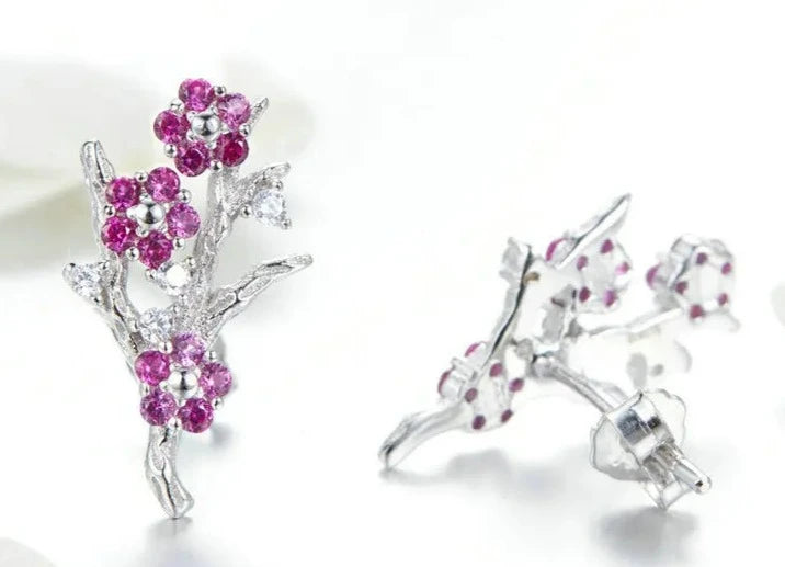 925 Sterling Silver Plum Stud Earrings