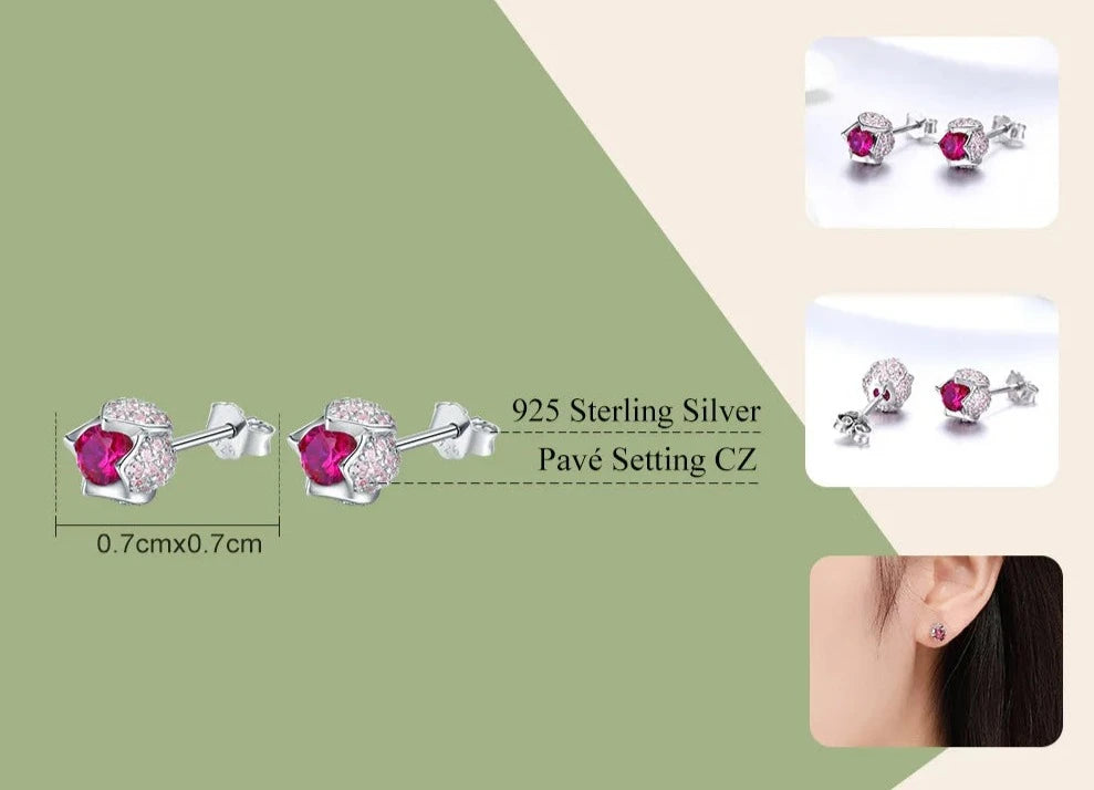 925 Sterling Silver Tulip Buds CZ Earrings