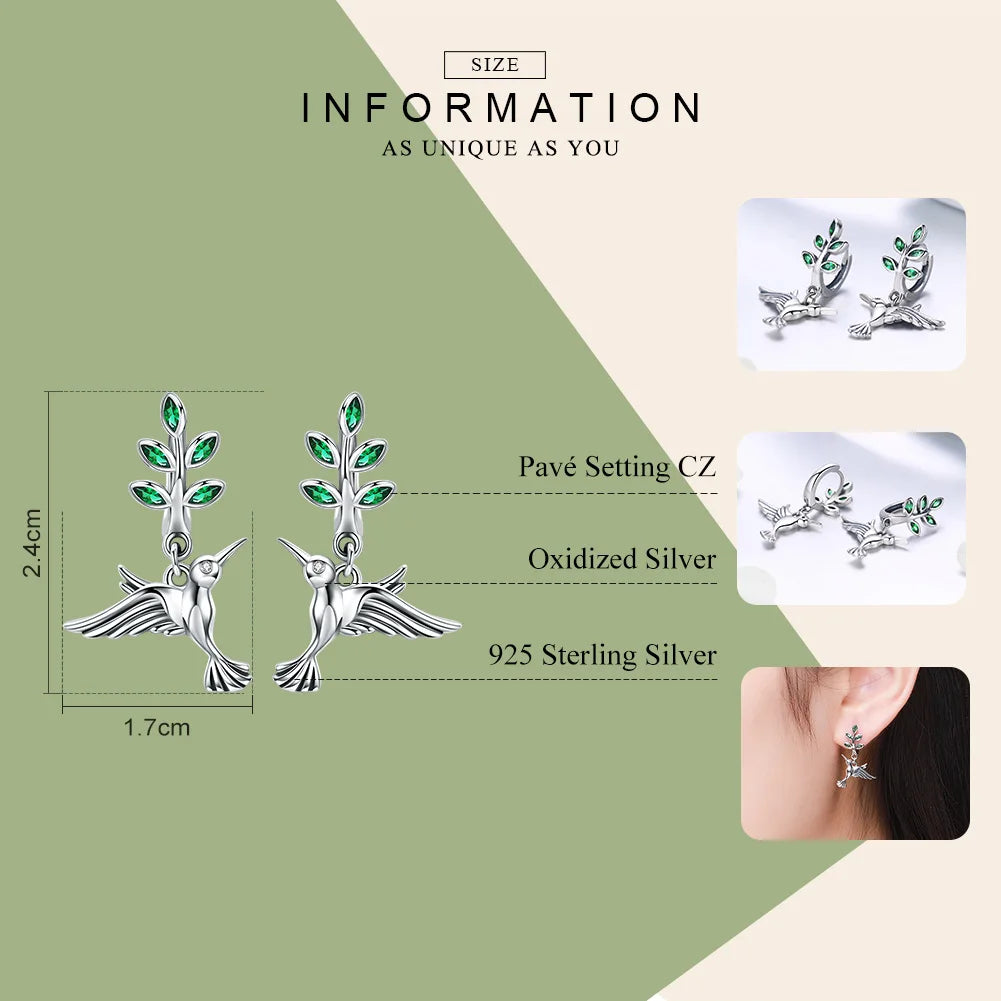 Elegant 925 Sterling Silver Hummingbird Earrings for All Occasions