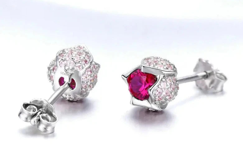 925 Sterling Silver Tulip Buds CZ Earrings