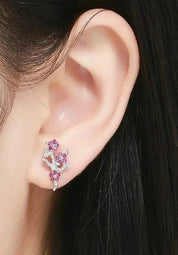 925 Sterling Silver Plum Stud Earrings