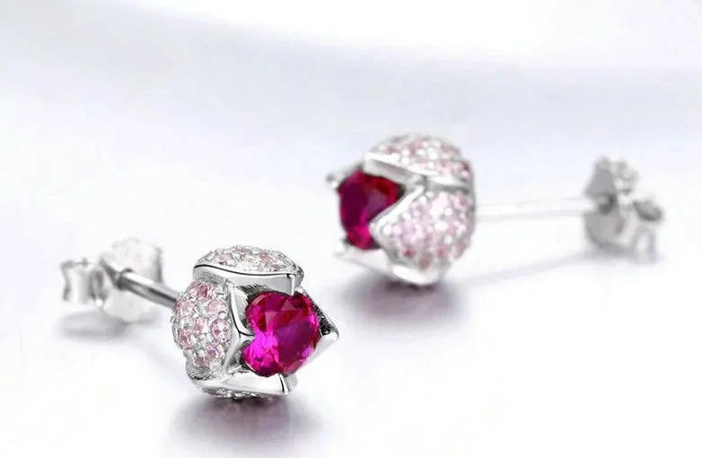 925 Sterling Silver Tulip Buds CZ Earrings