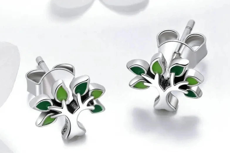 925 Sterling Silver Tree Stud Earrings