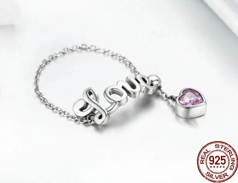 925 Sterling Silver Love Letter Ring