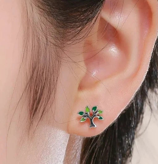 925 Sterling Silver Tree Stud Earrings