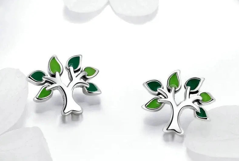 925 Sterling Silver Tree Stud Earrings