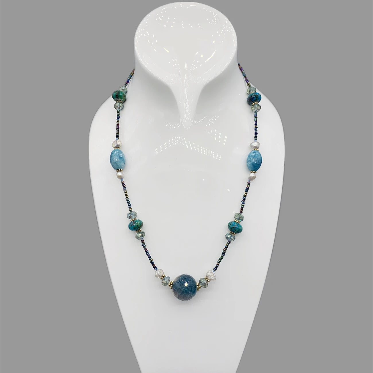 Blue Aquamarine & Azurite Necklace
