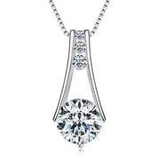 925 Sterling Silver Original Certified 8mm 2.0ct D Color VVS1 Moissanite Trapeze Pendant Station Necklaces