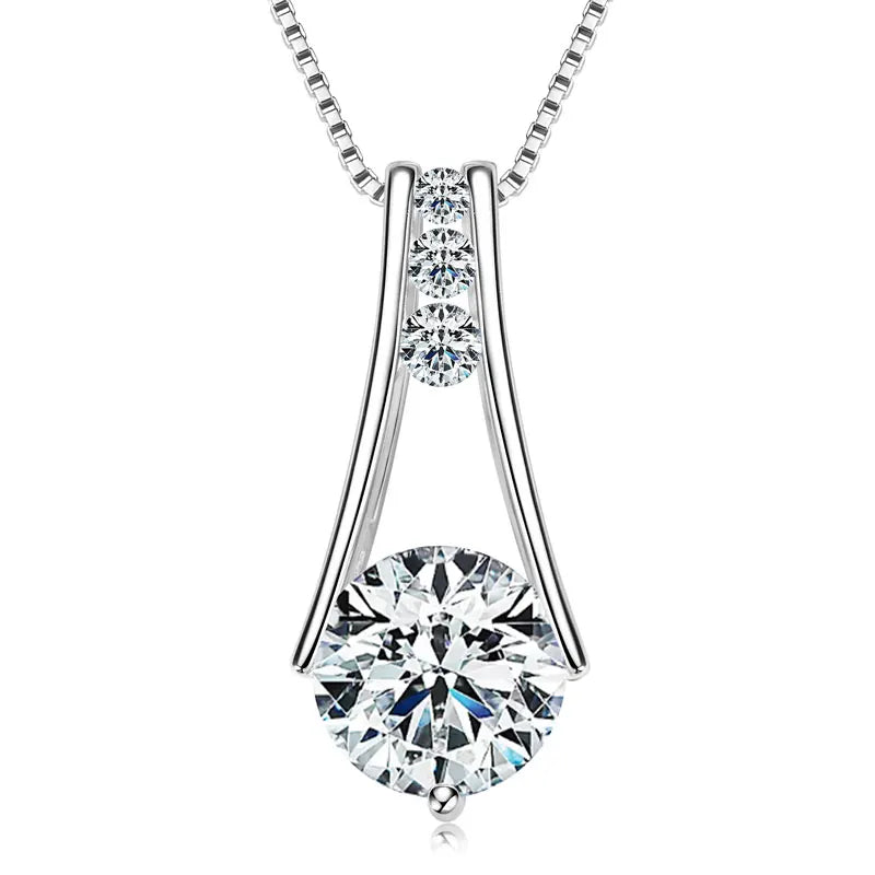 925 Sterling Silver Original Certified 8mm 2.0ct D Color VVS1 Moissanite Trapeze Pendant Station Necklaces