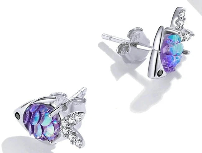 925 Sterling Silver Fish Earring
