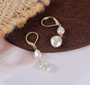 925 Sterling Silver Natural Round Pearl Drop Earrings