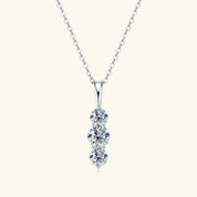 Light Luxury Fashion 925 Silver 5mm&4mm Round D Color VVS1 Moissanite Three-Stone Vertical Pendant Necklace for Women