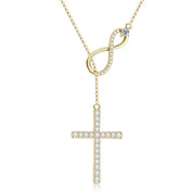 925 Silver Round Cut 2.5mm&1.8mm&1.7mm&1.5mm&1mm Moissanite Y Lariat Infinity Necklace Faith Hope Love Cross Pendant Necklace