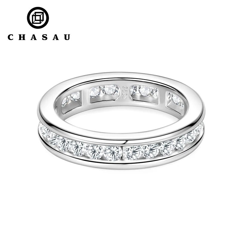 New Arrivals Sterling Silver 925 Round Cut 2.5mm Moissanite Full Eternity Ring Wedding Band Infinity Promise Rings for Woman