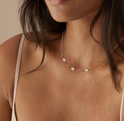 3 Natural White Rice Pearls Choker