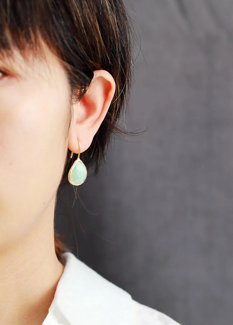 Gemstone Teardrop Dangle Earrings