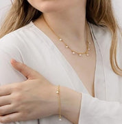925 Sterling Silver 8-9mm White Round Pearl Necklace