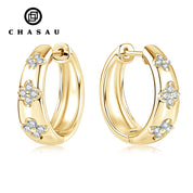 Jewelry GRA Certificate 1.8mm&1.5mm&1.3mm All Moissanite 925 Sterling Silver Trio Flower Clover Wedding Hoop Earrings for Women