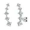 925 Silver 4.5mm & 4mm & 3mm Round D Color VVS1 Moissanite Women Fashion Design Creeper Crawler Earrings with Certificate