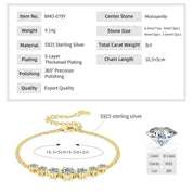 925 Sterling Silver Charm Six Claw 7-Stone Bracelet 6.5mm&5mm&4mm&3.5mm All D Moissanite Diamond Chain Bracelet for Women