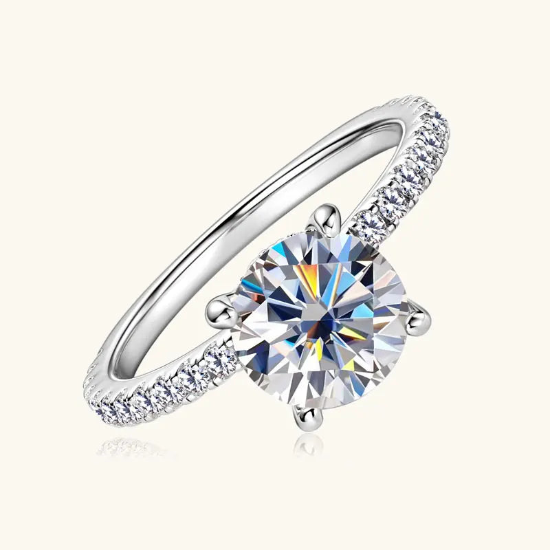 Classic 925 Sterling Sliver 2CT 8mm D Color VVS Round Cut Moissanite Simple Hidden halo Engagement Ring for Women