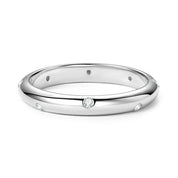 Delicate Daily Jewelry 14K Gold Plated 925 Sterling Silver All Moissanite Dome Burnish Setting Wedding Band Ring for Lovers