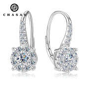Classic Halo Clip Earrings 925 Silver Full Pave 4mm&2mm&1.7mm&1.5mm Moissanite Halo Hoop Earrings Party Statement for Women